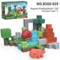 202 stuks dinosaurus pixel magnetische bouwstenen set voor jongens creatief bouwen - Dinosaurus Wereld Avonturenset (B168-829)