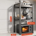 3-tier expandable gunmetal grey kitchen microwave rack with 6 hooks and adjustable feet - 3-Tier Fixed 53CM + 6 Hooks - Gunmetal Grey