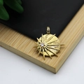 18K gold plated sunburst pendant with sparkling center crystal for jewelry making - Sun Starburst Pave Style