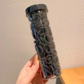 Elastic black hair ties for children stored in a transparent cylinder tube container - Black 100Pcs Jar Pack