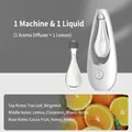White droplet-shaped smart scent diffuser set with a lemon-scented essential oil bottle - White Machine + Lemon Essential Oil