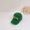 Detail of green cotton baseball cap with Boston 1630 embroidery on white background - Recommended 2-7 Years (48-53cm) / Green