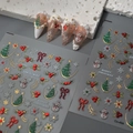 5D Christmas embossed nail stickers featuring gold snowman and festive tree patterns - Christmas Theme 5D Relief Christmas Tree Style (CO-494)