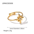 Eleganter goldener Ring mit Achtzackstern-Motiv, Zirkon-Besatz und Größenangaben - Goldener Achtzackiger Stern Zirkonia Ring-JDRW2305008