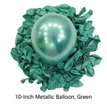 10-inch metallic dark green latex balloons for wedding and party decorations - Metallic Green