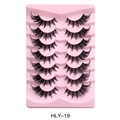 7 pairs of fox eye false eyelashes HLY-19 with clear band and winged outer corners - Segmented Thick Style (HLY-19)