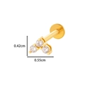 Golden stainless steel piercing stud with three round clear zircon stones, 0.55cm width - 6# Triangle Cluster Style - Gold