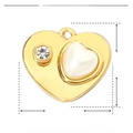 Macro detail of gold heart pendant featuring a pearl, rhinestones, and size measurements - YE703-Rhinestone Heart Shape Pearl