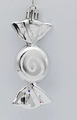 Silver swirl candy Christmas tree ornament with colorful dots and metallic finish - Silver