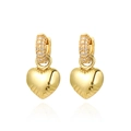 Elegant gold-plated heart earrings featuring sparkling cubic zirconia stones and radiant texture - Gold Heart