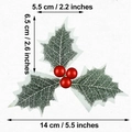 Künstliche Weihnachts-Stechpalmenblätter mit roten Beeren und Größenangaben 14 cm - 3 Rote Beeren Stechpalmenblätter