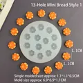 Runde Silikonform mit 13 Blütenhöhlen für DIY Fondant Schokolade und Kunstharz Deko - 13-Loch Mini Brot Stil 1