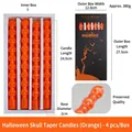 Halloween skull taper candles in bright orange 4-pack with black display box - Orange Skeleton