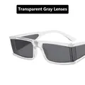 Gafas de sol rectangulares modernas con montura transparente y cristales gris oscuro - Montura Blanca Transparente Lente Gris