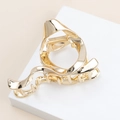 Pinza per capelli irregolare in metallo dorato traforato con finitura lucida - Stile ad Anello Irregolare (C2521) / Oro (C2521)