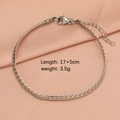 Bracciale a catena piatta intrecciata in acciaio inox argento con estensione 17+5 cm - Color Acciaio