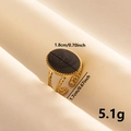 Dettaglio dell'anello in acciaio inossidabile 304 dorato con inserto in marmo e misure - Fascia Oro Texture Marmo Nero / Oro Nero