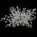 Macro di pettine per capelli da sposa argento con cristalli marquise su sfondo nero - Oro