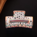 Halloween claw clip with black spider pattern and iridescent laser edge on white base - Iridescent White Black Spider Pattern
