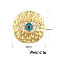 Detailed view of evil eye pendant showing 18mm diameter and 2g weight measurements - A0576 (Classic Blue White Eye Round)