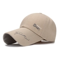 Classic beige cotton baseball cap with Sports mind and recreation embroidery design - One Size(Adjustable) / Letter Beige