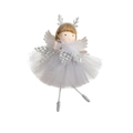 Angelo di Natale bianco e argento con ali di paillettes e gonna in tulle da appendere - Grigio