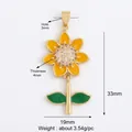 Golden sunflower jewelry pendant with yellow enamel petals and white zircon stones - Yellow Sunflower / Yellow