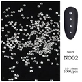 Silver 1.0mm metal studs for nail art, 1000 pieces pack with starry moon rivets - 1.0mm / Silver
