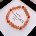Pulsera de doble capa de piedra solar y ágata roja con detalles dorados de mujer - Ágata Roja del Sur y Piedra del Sol (Con Caja de Regalo)