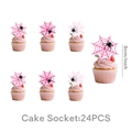 Spider girl theme cake topper set with pink web and black spider design for party decoration - Cupcake Toppers 24PCS