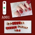 Glossy strawberry and cherry press-on nails set in vibrant red and milky white shades - Red Strawberry Cherry Style-Glue Type (A001)