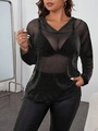 Dames zonbeschermende hoodie van zwarte metallic mesh, verkoelend en doorschijnend model - 0XL / Zwart