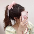 Pink silk large bow hair clip with soft satin finish for elegant women hair styling - Chiffon Bow Banana Clip / Pink
