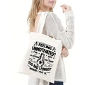 Detail of white canvas tote bag with vintage potion bottle print and humorous quote - Vintage Potion Bottle Print
