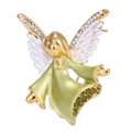 Golden angel brooch with white enamel wings and light green dress set with crystals - Coffee