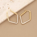 Macro shot of gold geometric earrings with pavé white zircon stones on silk fabric - Irregular Geometric Rhombus (4#)