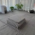 Thick grey plush foam floor mats with interlocking puzzle edges for home and bedroom - 60*60*1.0cm / Gray