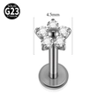 Solid G23 titanium 4.5mm flower labret stud with sparkling white cubic zirconia - Medium (4.5mm Flower) / Silver