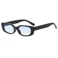 Retro square sunglasses featuring glossy black frames and light blue gradient lenses - Black Frame Gradient Blue Lens