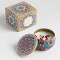Soy wax scented candle in mandala metal tin with matching box and dried flowers - Extra Small Bubble Wrap 5.5 X 3.6 Cm. / Citronella