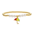 Perlenarmband im Ins-Stil mit goldenen Metallperlen und buntem Emaille-Schirm-Anhänger - Bunter Regenschirm Stil (CN001830YH)