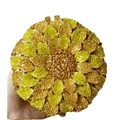 Sparkling yellow sunflower rhinestone evening clutch bag with crystal petals and metal frame - Yellow Mixed
