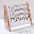 Slanted white faux leather jewelry display stand with a natural wooden frame 31cm - White Leather