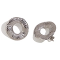 Silver hollow hoop earrings with irregular hammered texture in stainless steel finish - Retro Fine Hammered Hollow Round Studs - Steel