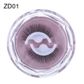 Reusable self-adhesive eyelashes ZD01 in a round clear box with pink glitter background - ZD01