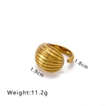 Exaggerated geometric stainless steel ring with 18K gold plating and ridged texture - US 8 / Curved Ribbed Swirl Style (NB-R2023175)
