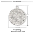 French vintage stainless steel cross pendant 15mm round charm with ray texture - Silver Round Ray Geometric Pendant (VG186)