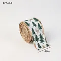 White Christmas ribbon with green trees, golden reindeer, and wire edge 4.8cm width - 4.8CM Green Christmas Tree
