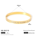 Detail of 6mm gold stainless steel heart bangle showing 60mm diameter and waterproof features - Gold Glossy Inlaid Diamond Bangle Style (NB-B6318)