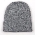 Classic grey marl knitted beanie hat with cuffed brim for autumn and winter warmth - One Size / Light Gray